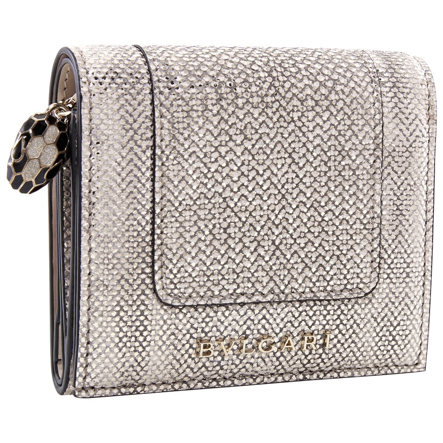 Bvlgari Serpenti Forever Compact Leather Wallet- Beige - 3