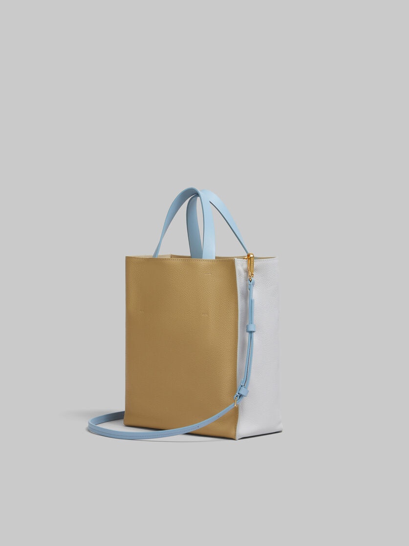 MUSEO SOFT MINI BAG IN GREY BEIGE AND BLUE LEATHER WITH MARNI MENDING - 2