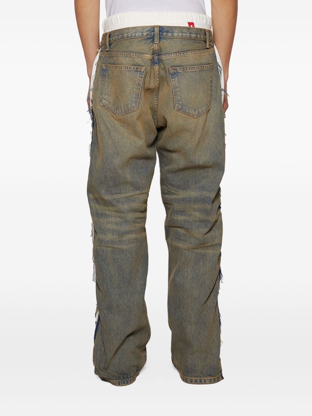 distressed panelled jeans - 3