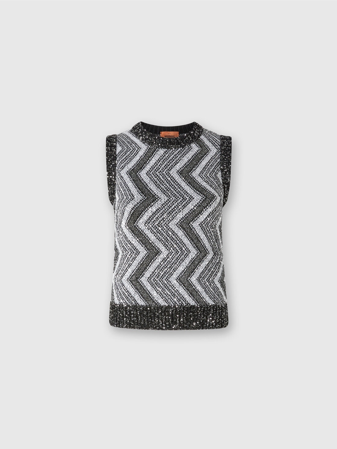 Vest with macro zig zag and sequins - 1