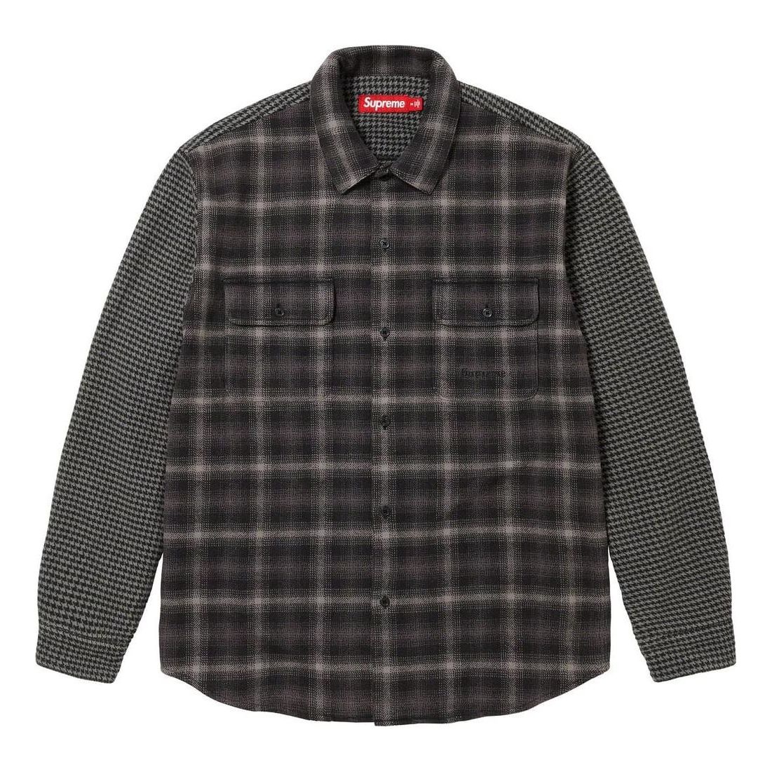 Supreme Houndstooth Plaid Flannel Shirt 'Black Grey' SUP-FW23-261 - 1