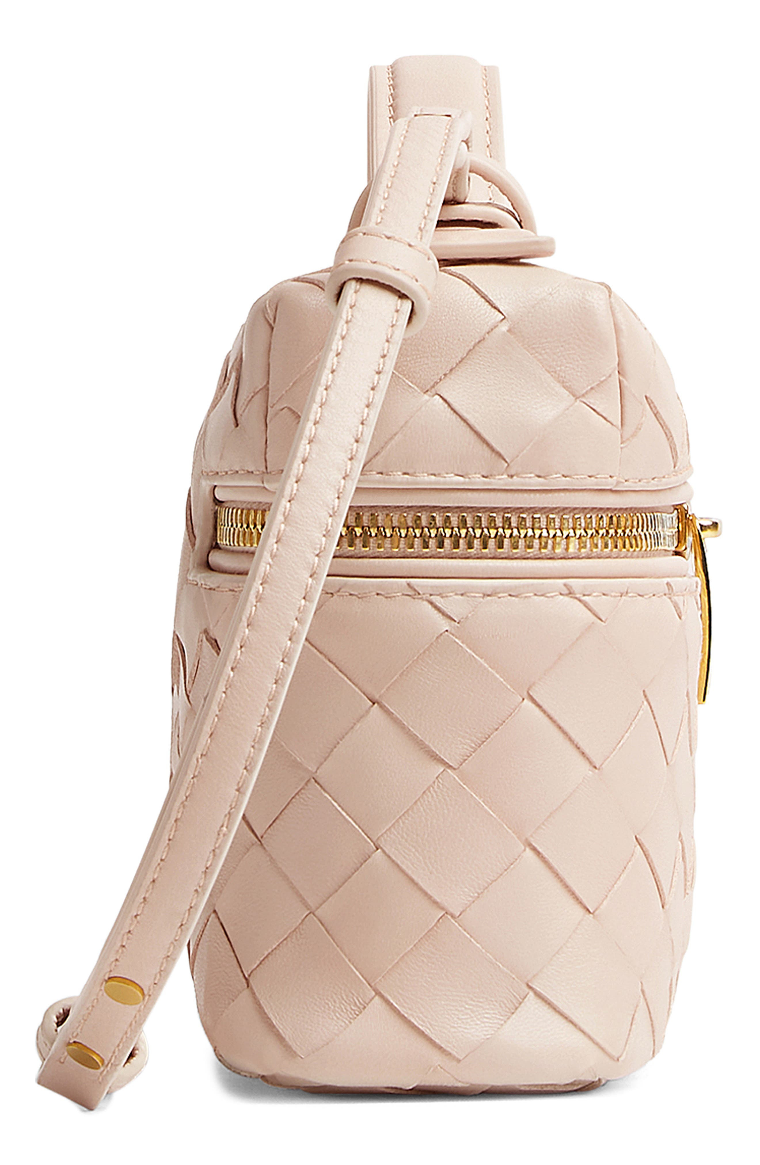 Bottega Veneta Intrecciato Leather Convertible Vanity Case in 6805 Cameo-Gold at Nordstrom - 6