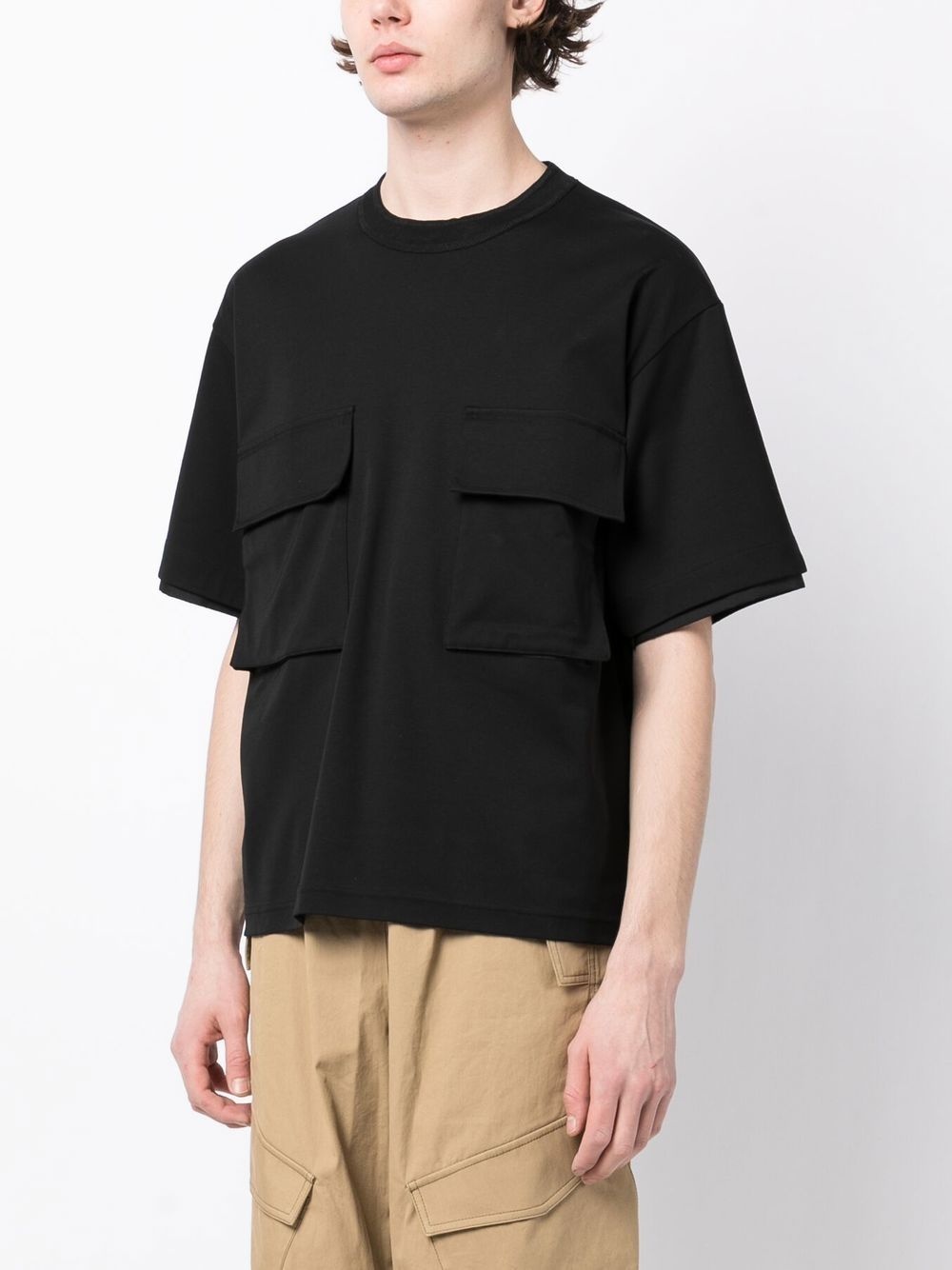 chest flap pocketed T-shirt - 3