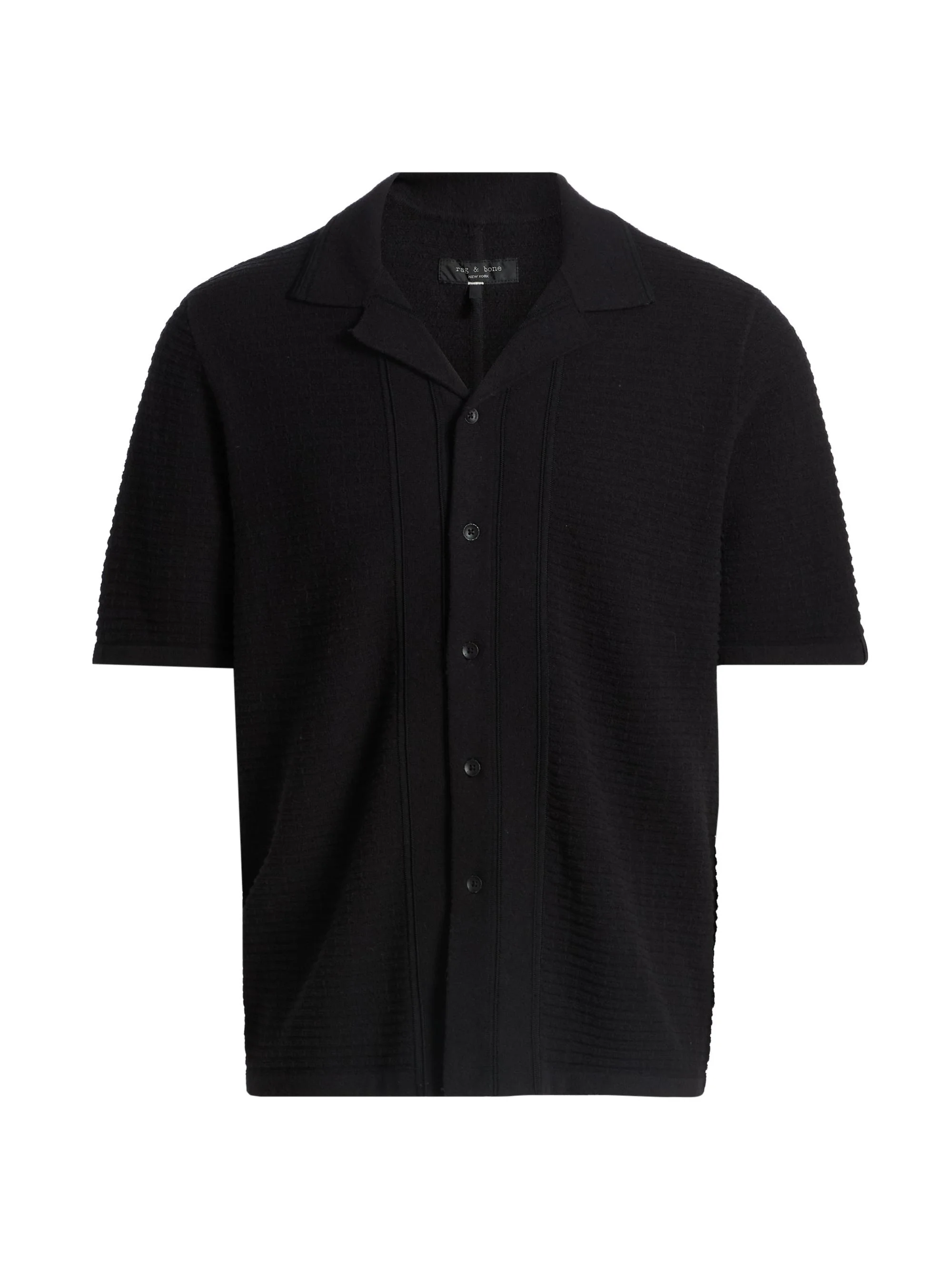Men's Zuma Ottoman Cotton-Blend Camp Shirt - Black - 1