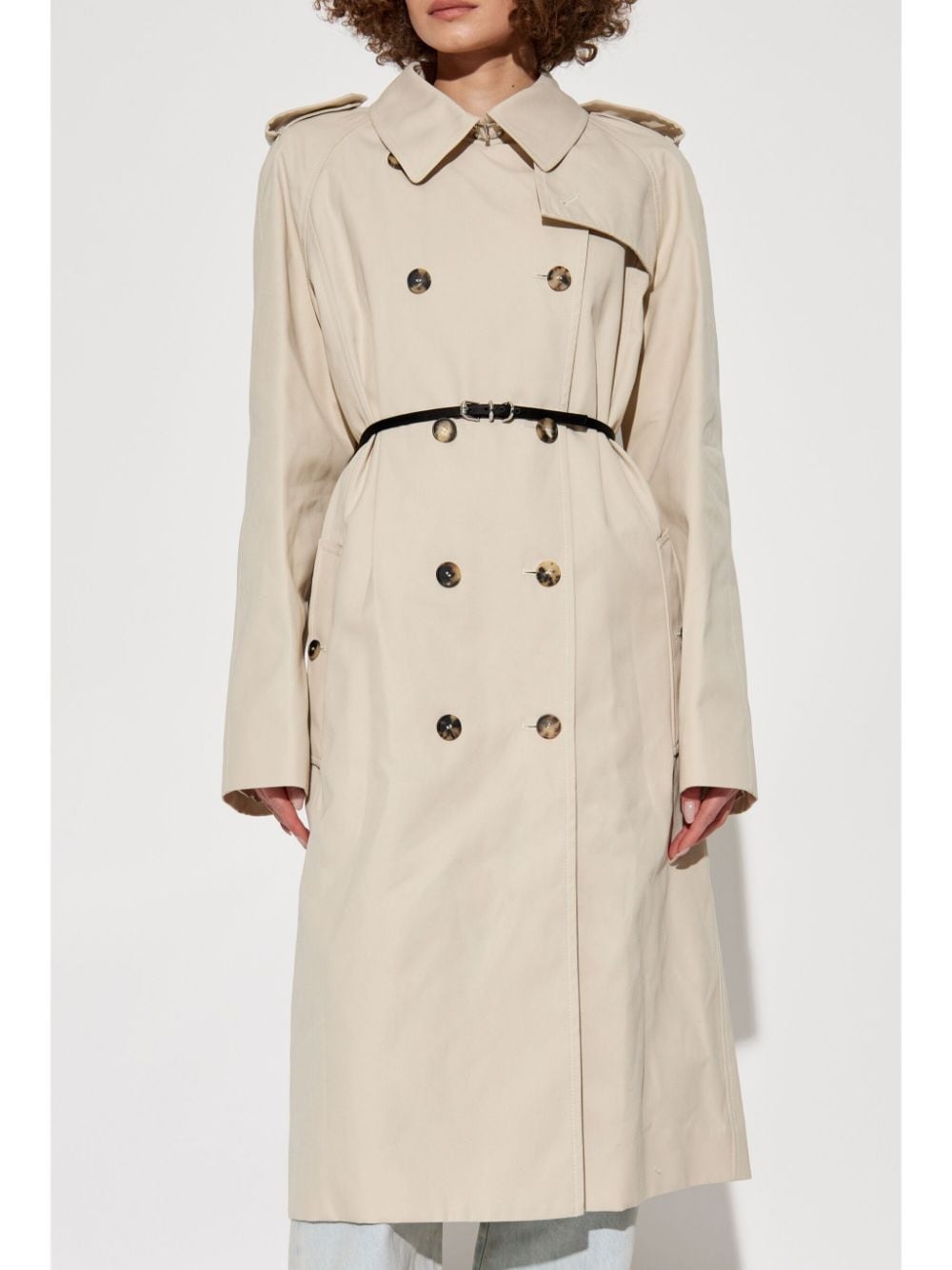 belted double-breasted trench coat - 3