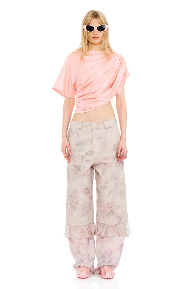 MELON STRIPE EVA DRAPED TEE 1