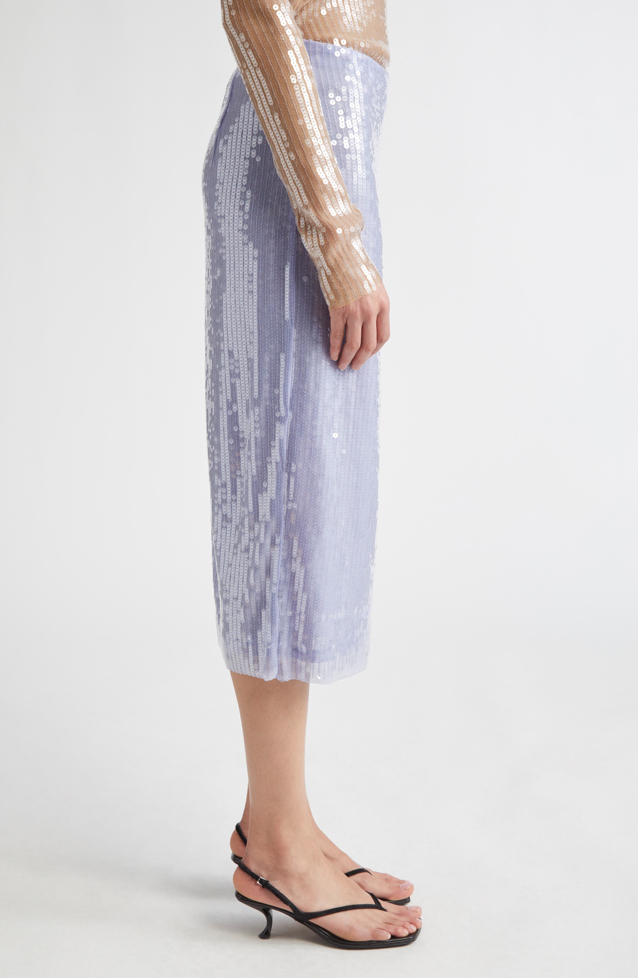 MONSE Sheer Sequin Pencil Skirt in Lilac at Nordstrom - 4