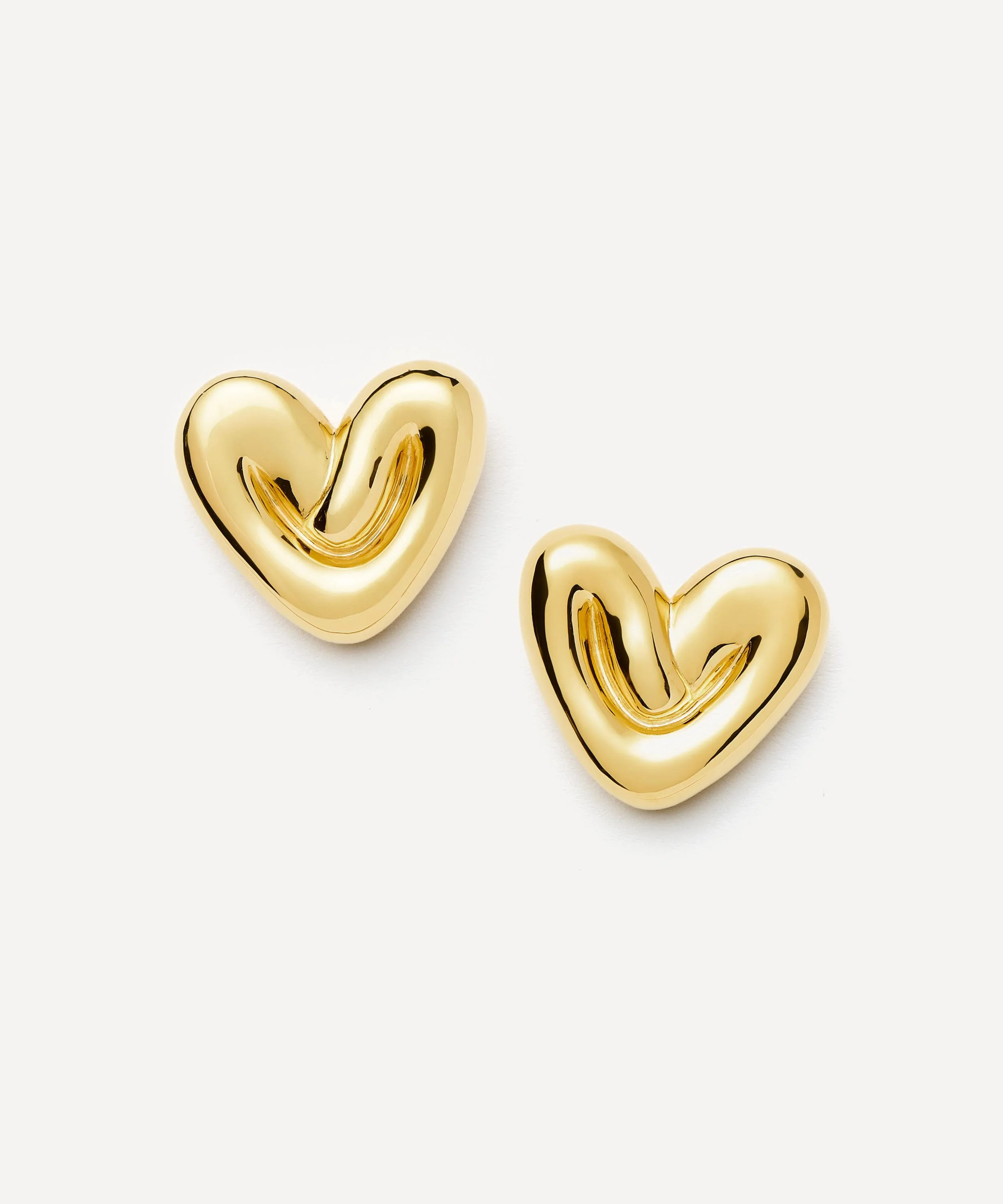 18ct Gold-Plated Puffy Heart Oversized Stud Earrings - 1