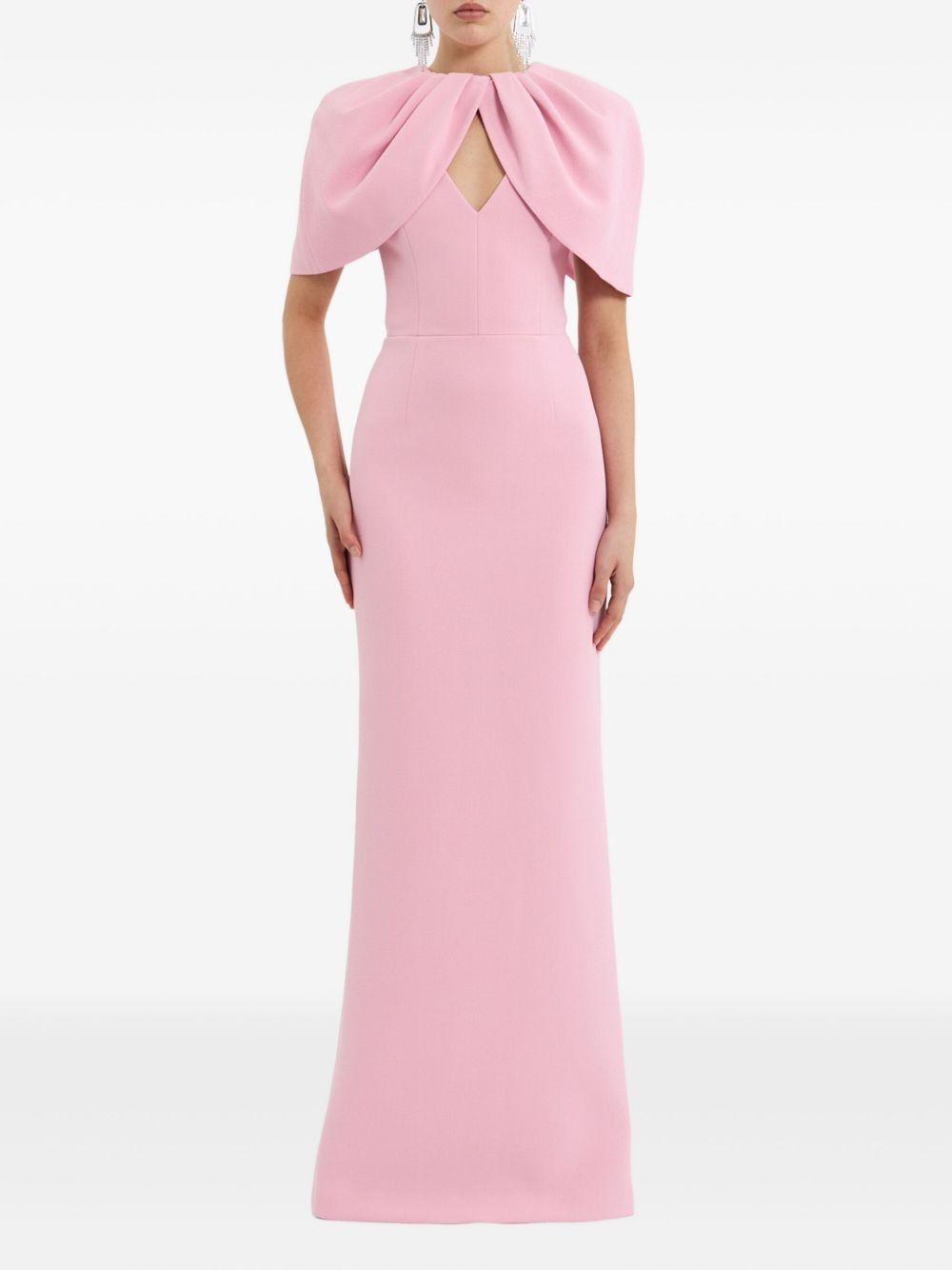 Xena petal-sleeve keyhole gown - 2