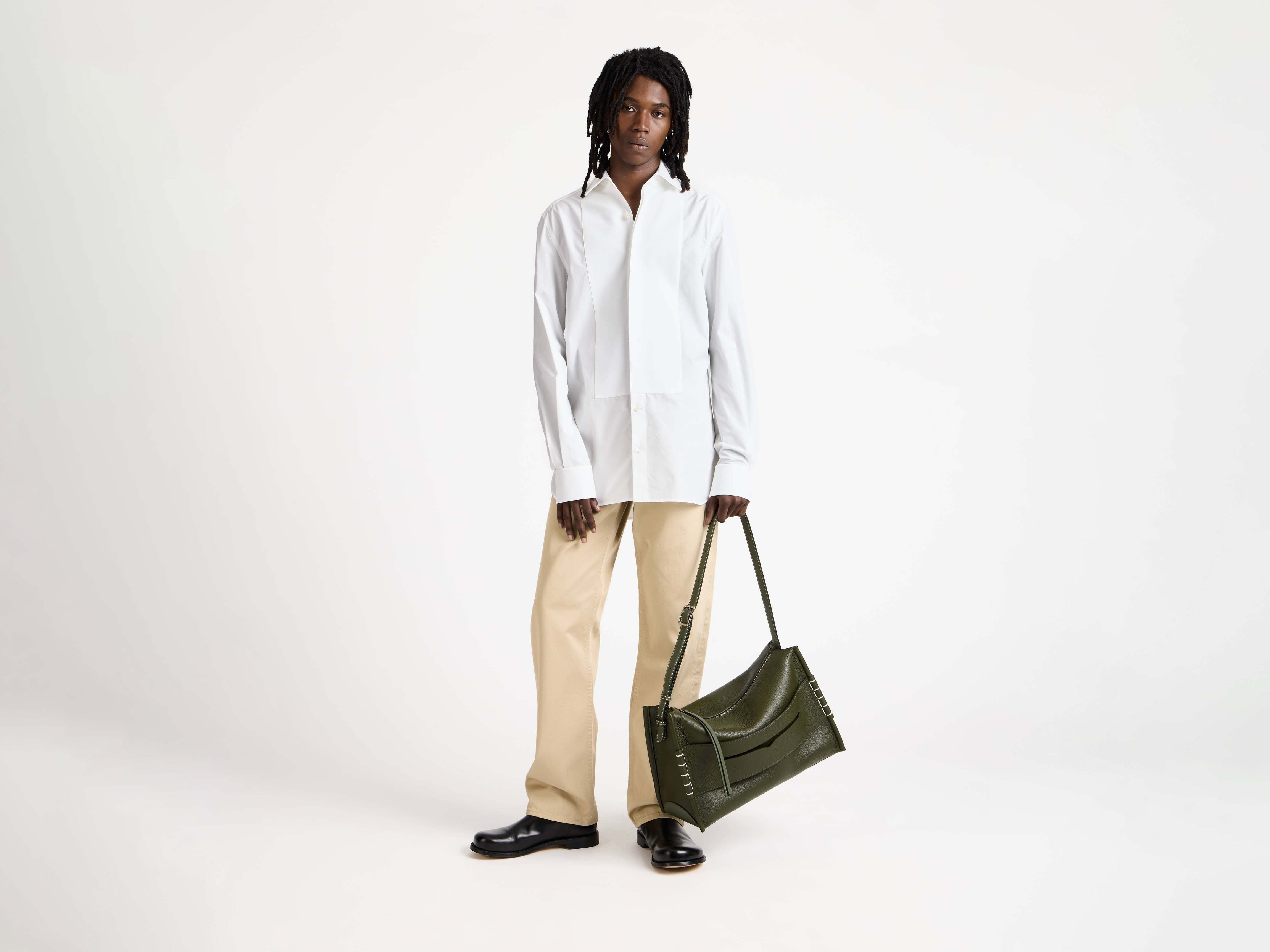 PLEATED FRONT TUXEDO SHIRT IN WHITE - 2