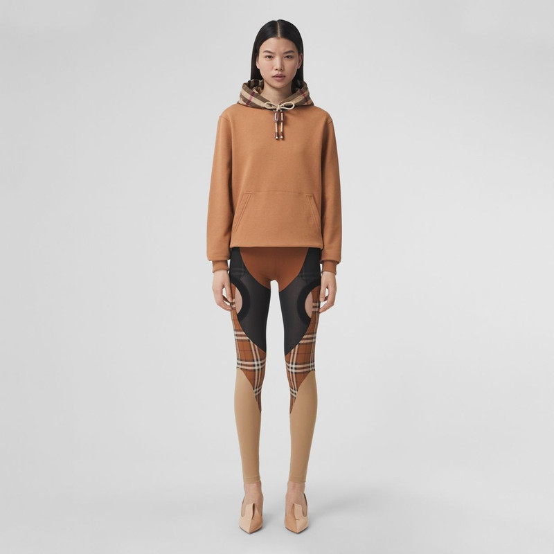Burberry Check Hood Cotton Oversized Hoodie outlook