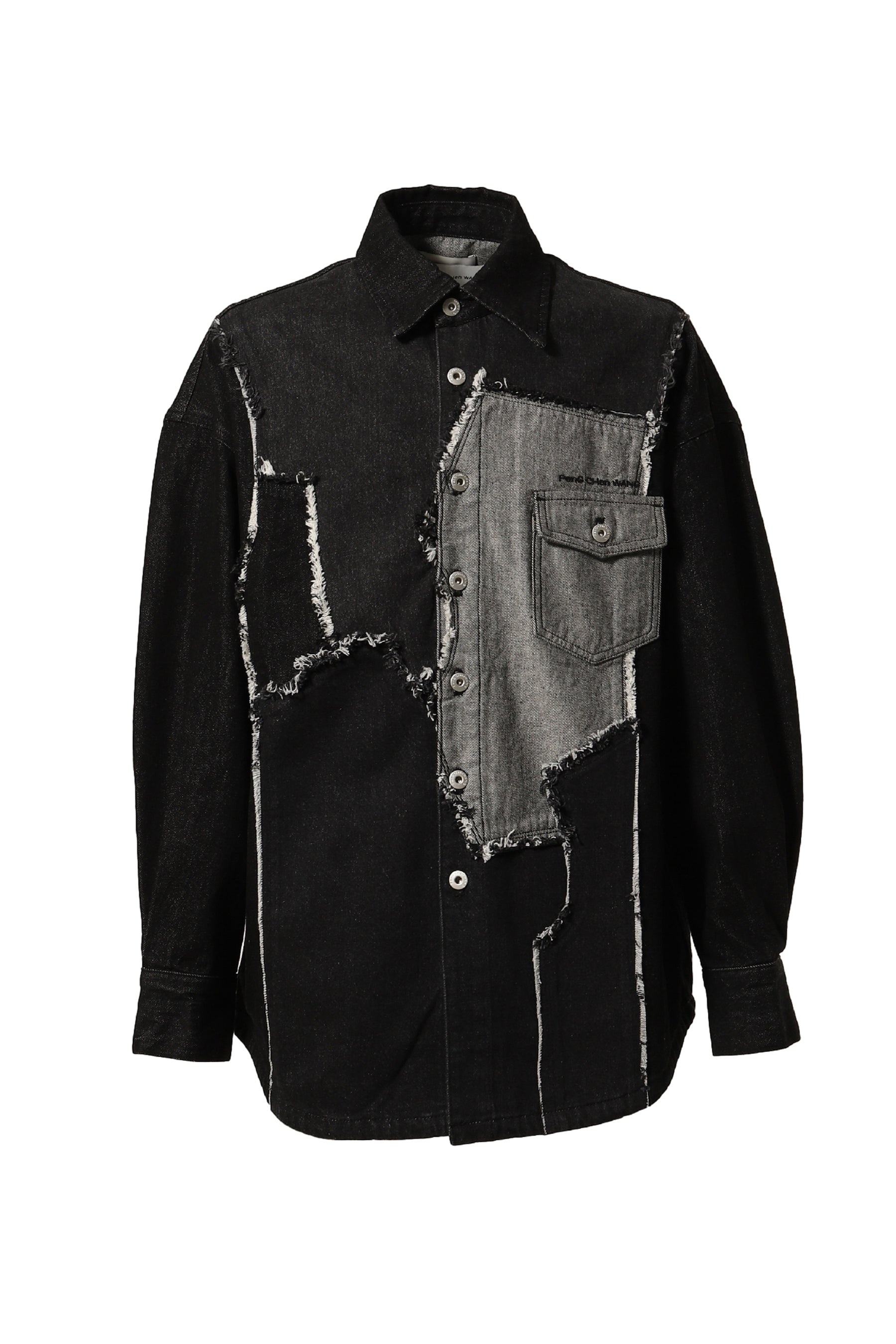 RAW EDGE PATCHWORK DENIM JACKET / BLK GRY - 1