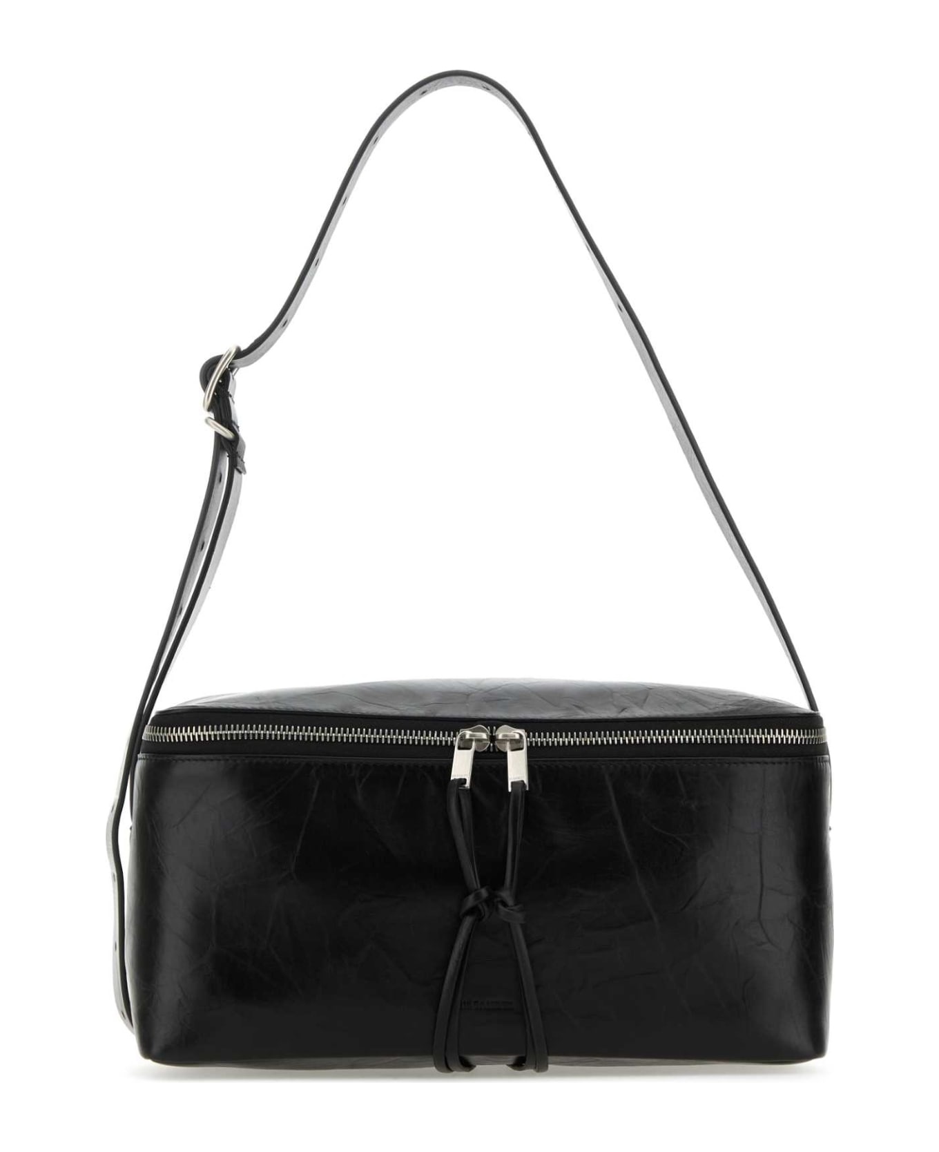 Black Leather Medium Shoulder Bag - 1