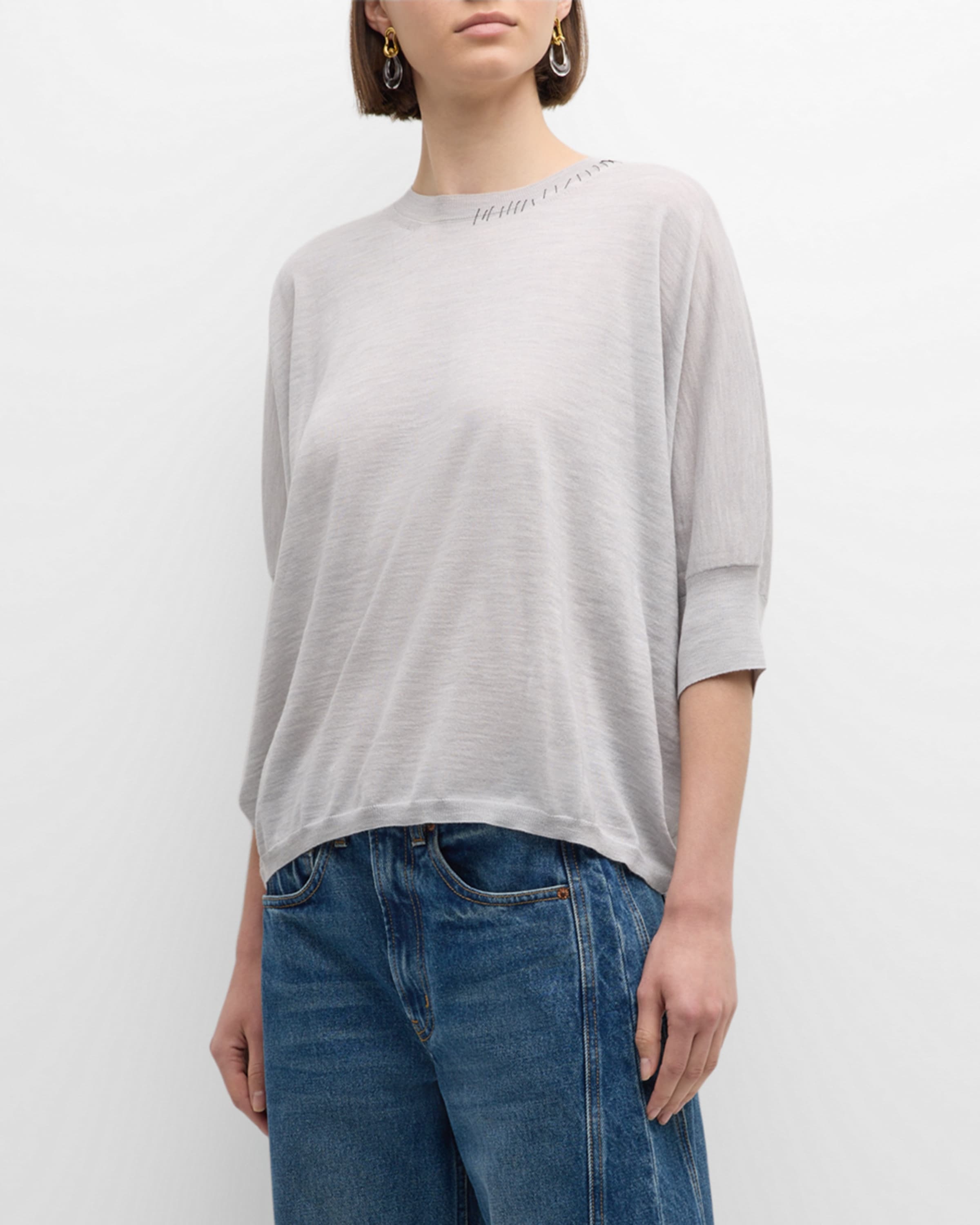 Roundneck Sweater with Seam Details - 2