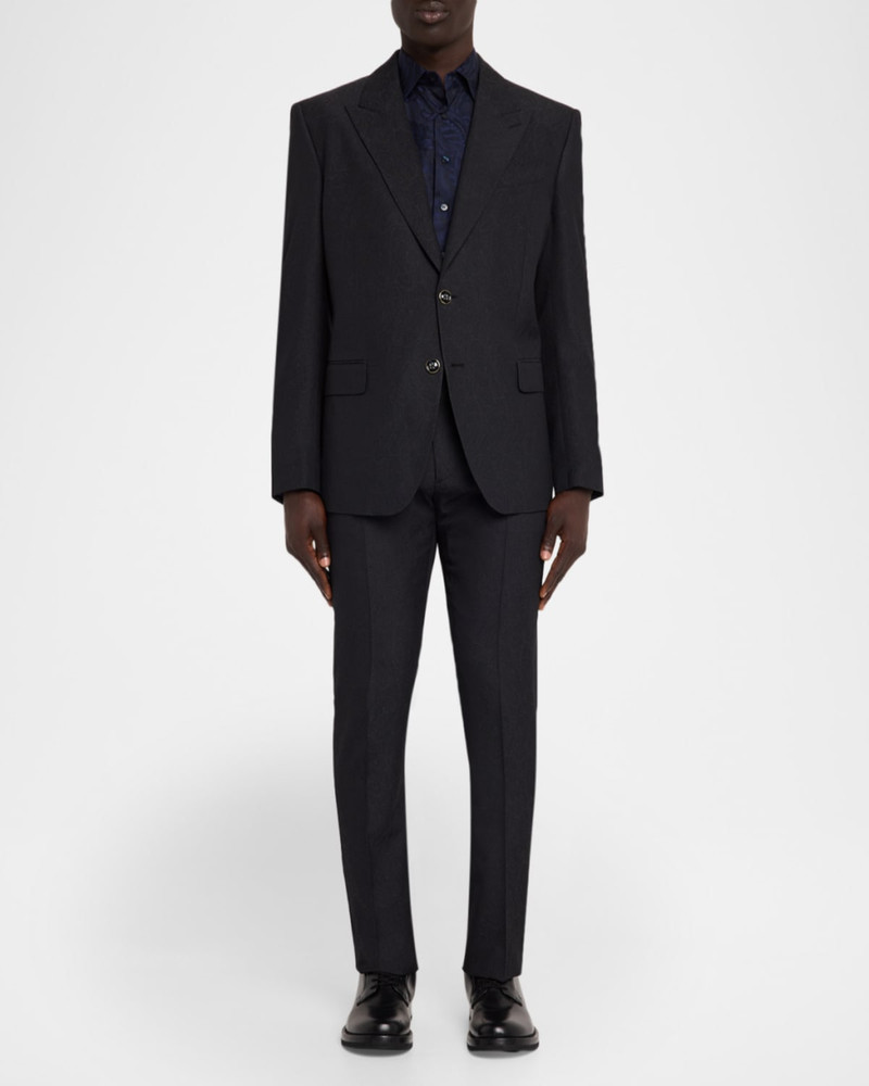 Etro Men & apos;s Wool Paisley Roma Fit Flat-Front Trousers outlook