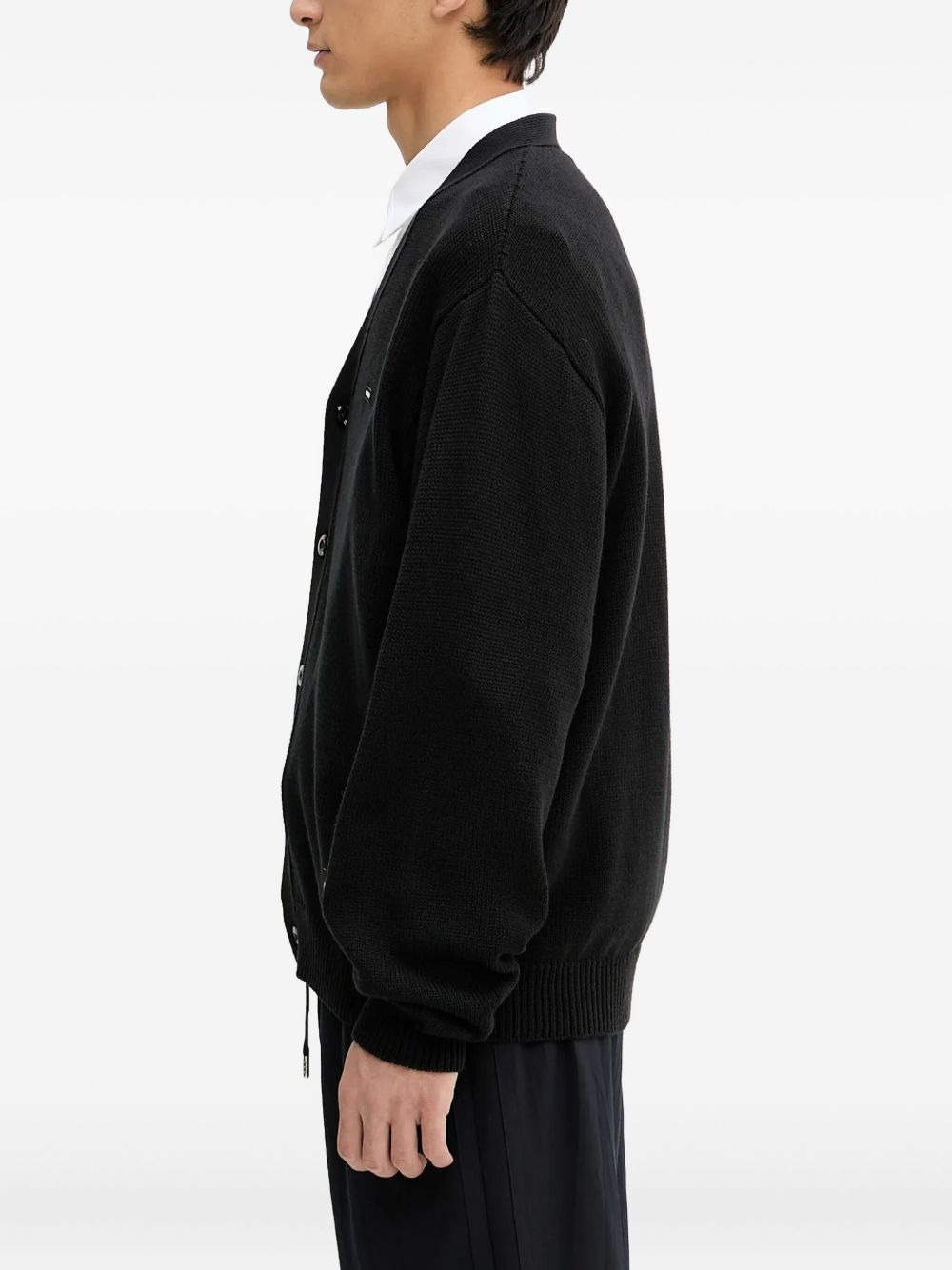 V-neck logo-plaque cardigan - 3