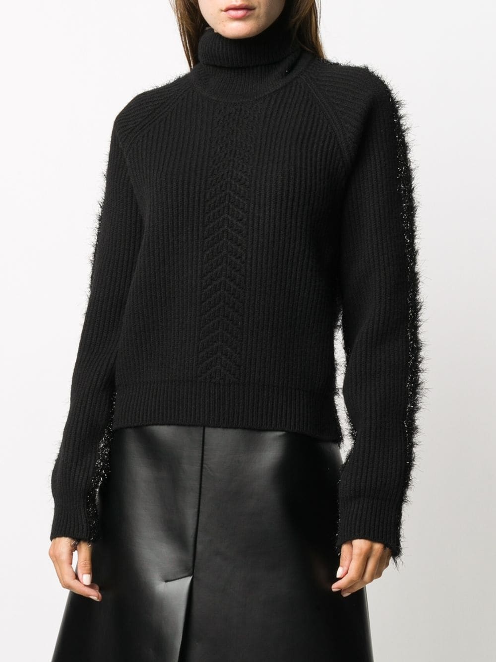 turtleneck ribbed fuzzy jumper - 4