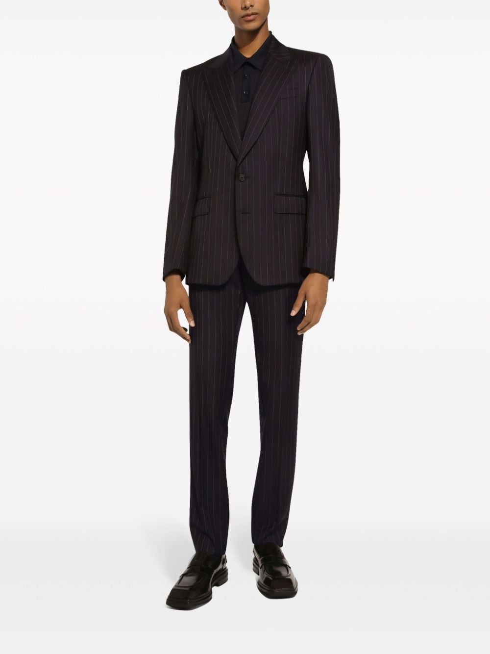 striped single-breasted blazer - 2