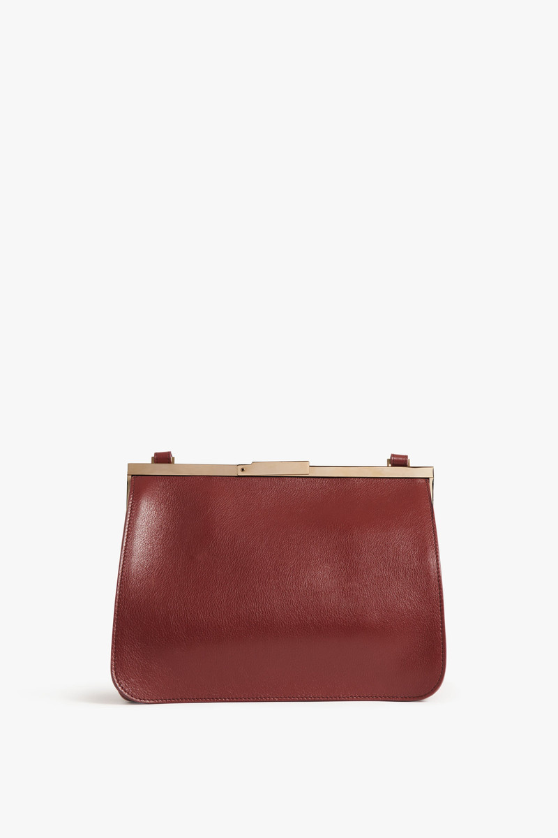 Frame Satchel Bag In Burgundy Leather 4