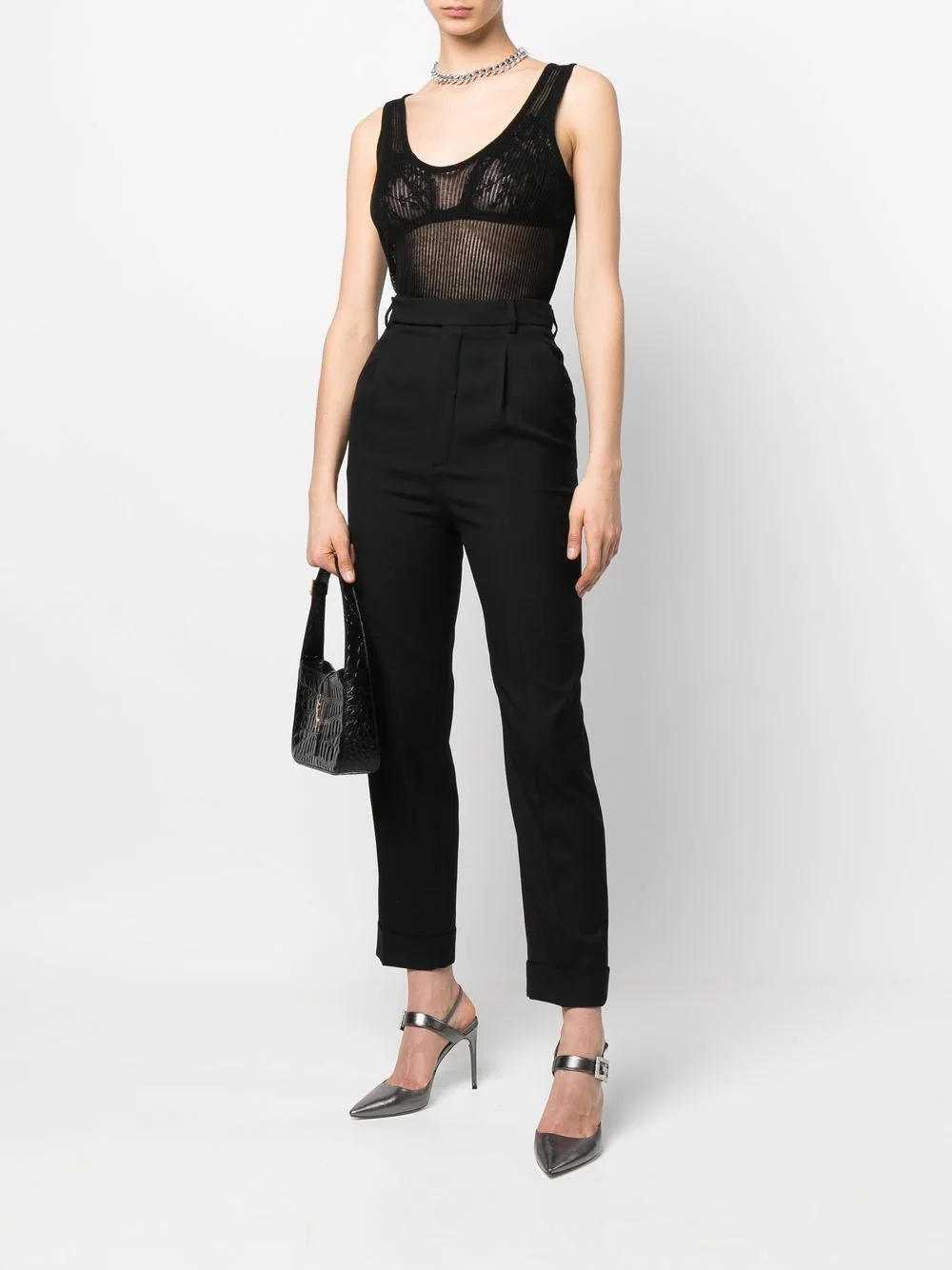 tapered-leg tailored trousers - 4