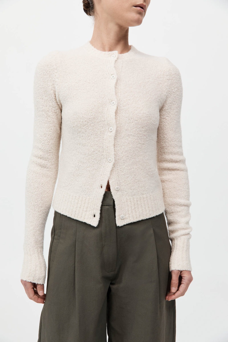 Boucle Wool Cardigan - Off White - 3