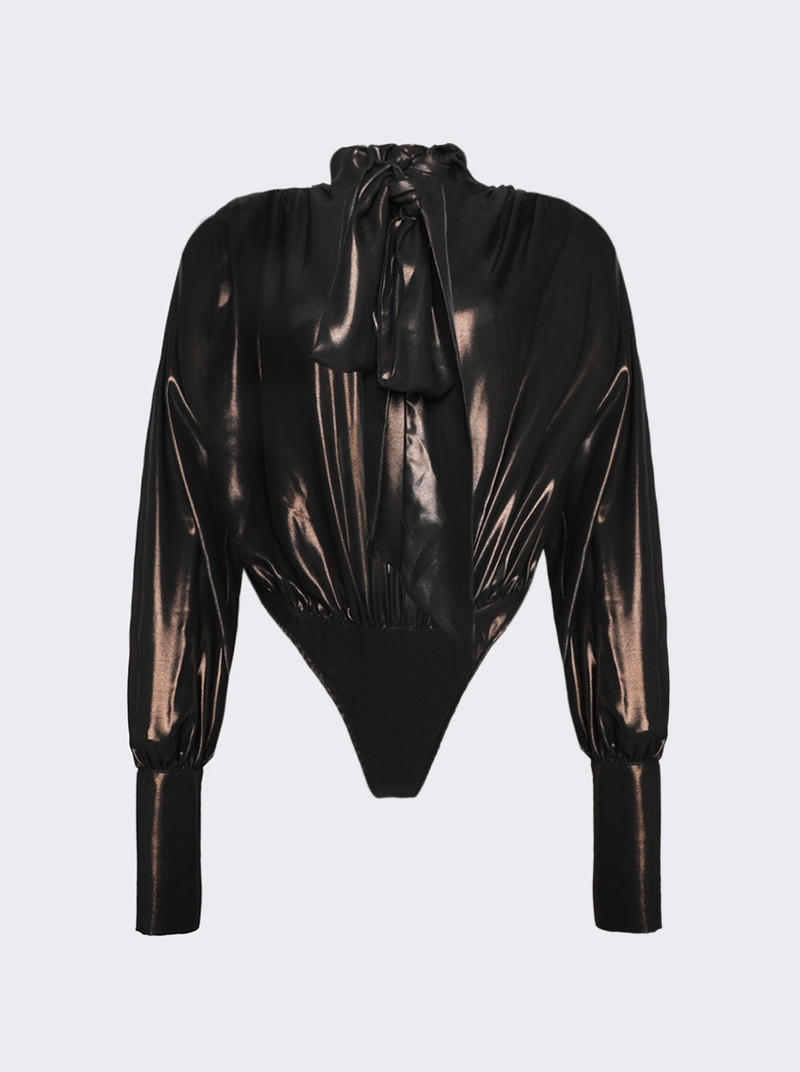 Bodysuit with Necktie Detail Bronze 1