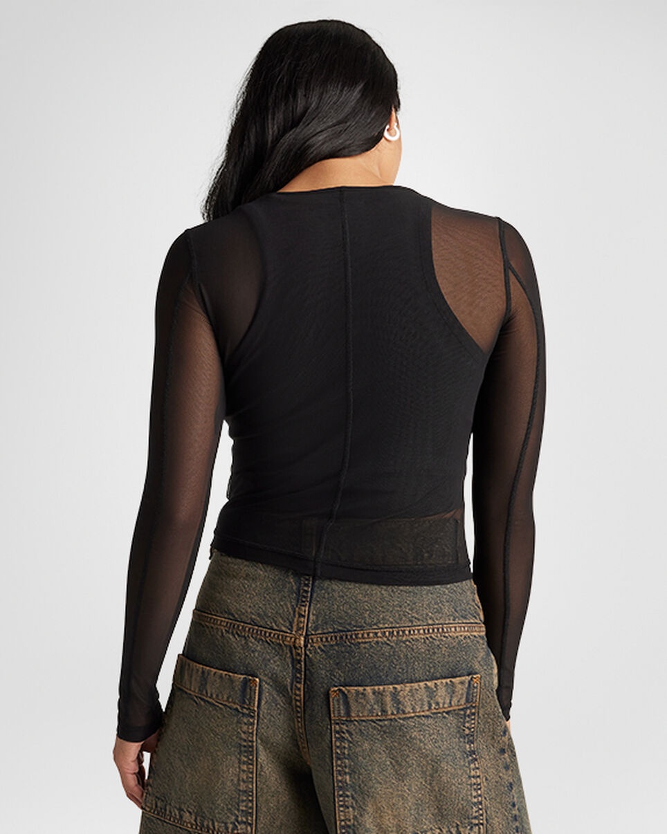 Sheer Mesh Long-Sleeve Top - 3
