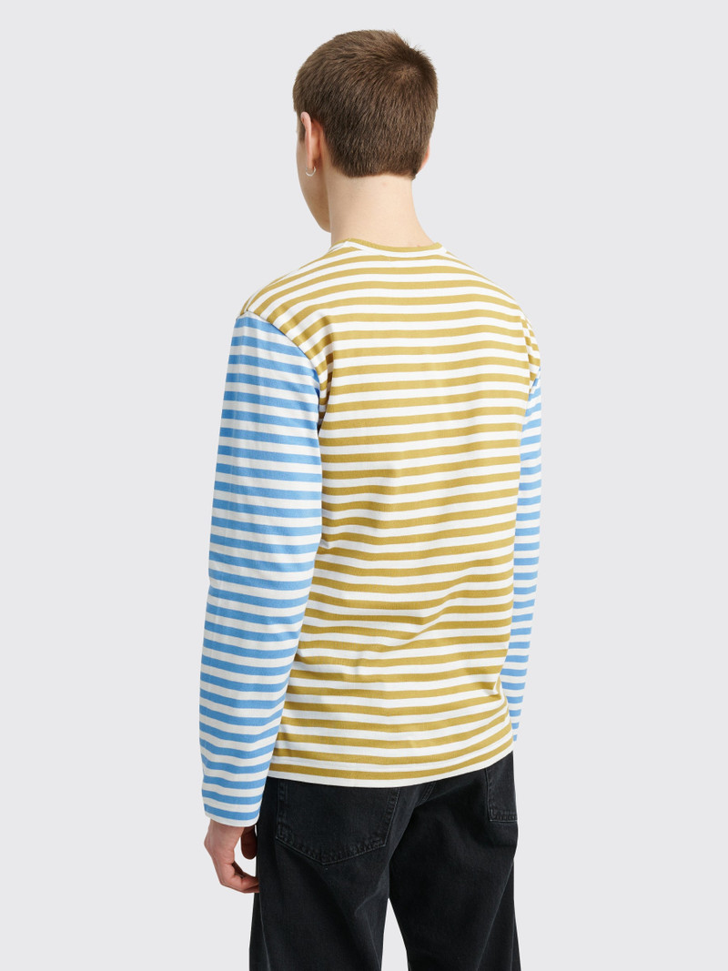 Comme Des Garçons COMME DES GARÇONS PLAY MINI HEART LS T-SHIRT STRIPE OLIVE / BLUE outlook