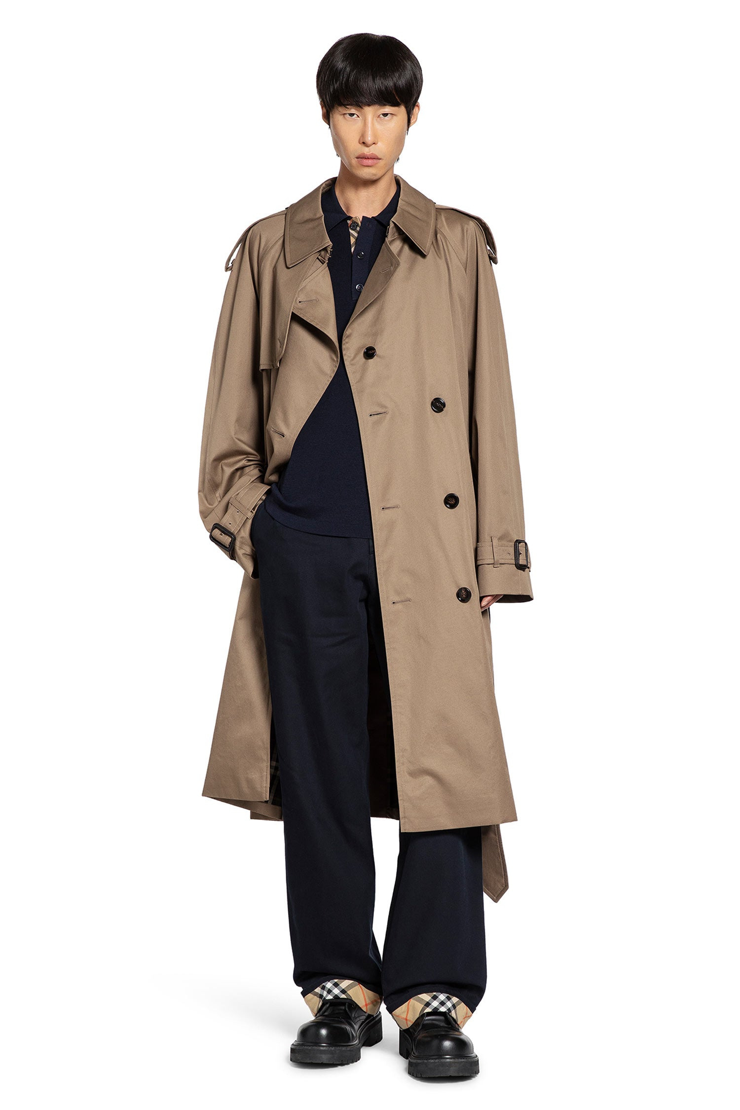Long Gabardine Trench Coat - 5