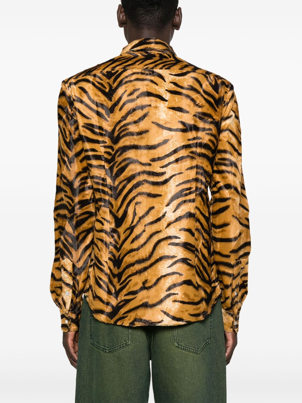 tiger-print felt shirt - 4
