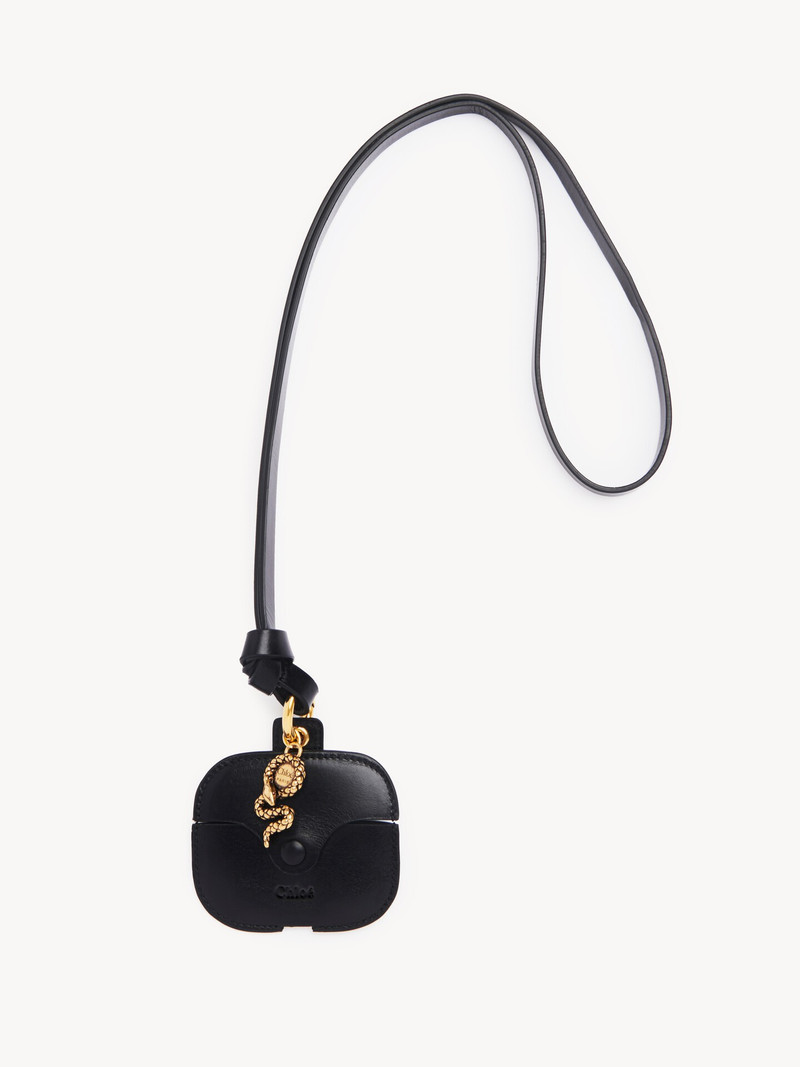 CHLOÉ SYMBOLS SNAKE EARPODS CASE IN GRAINED LEATHER 1