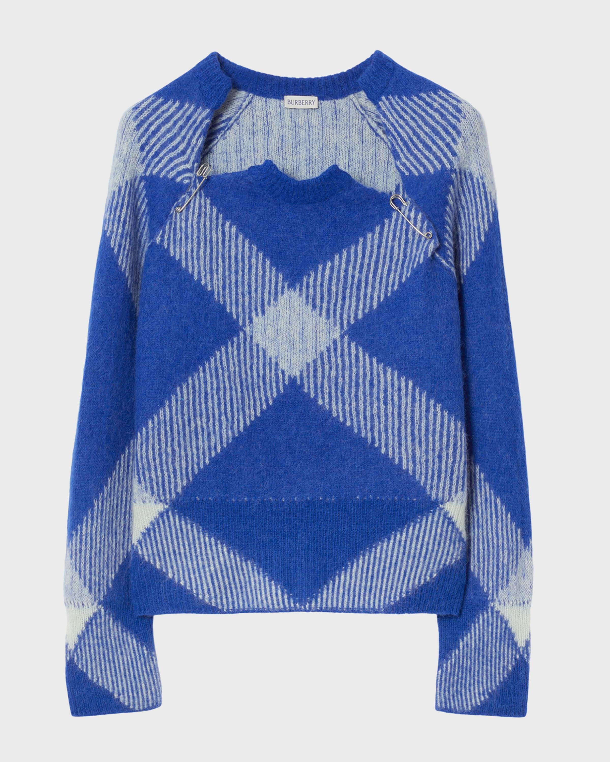 Burberry Check Wool Sweater with Safety Pins | neimanmarcus