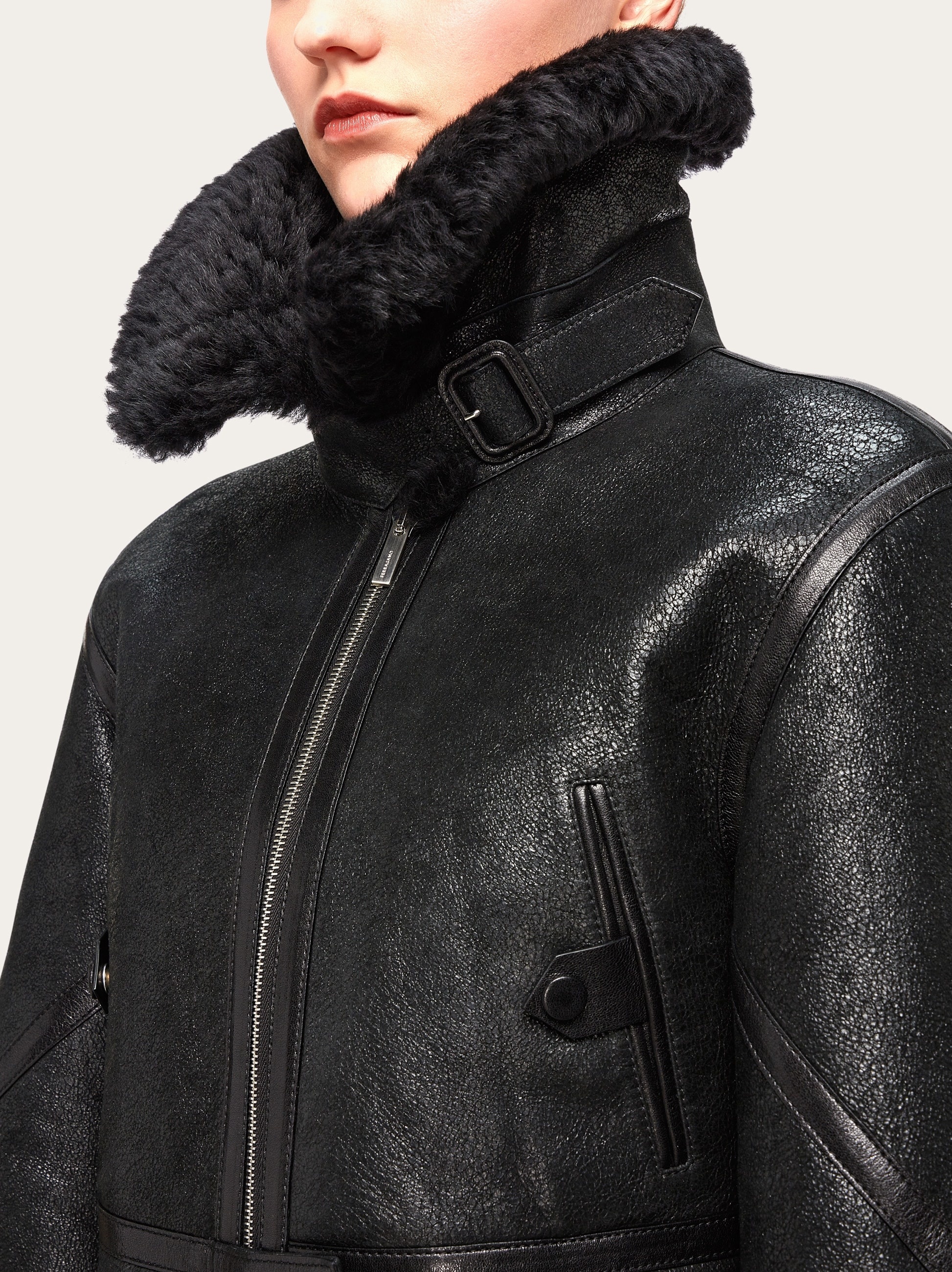Cropped shearling bomber - 5