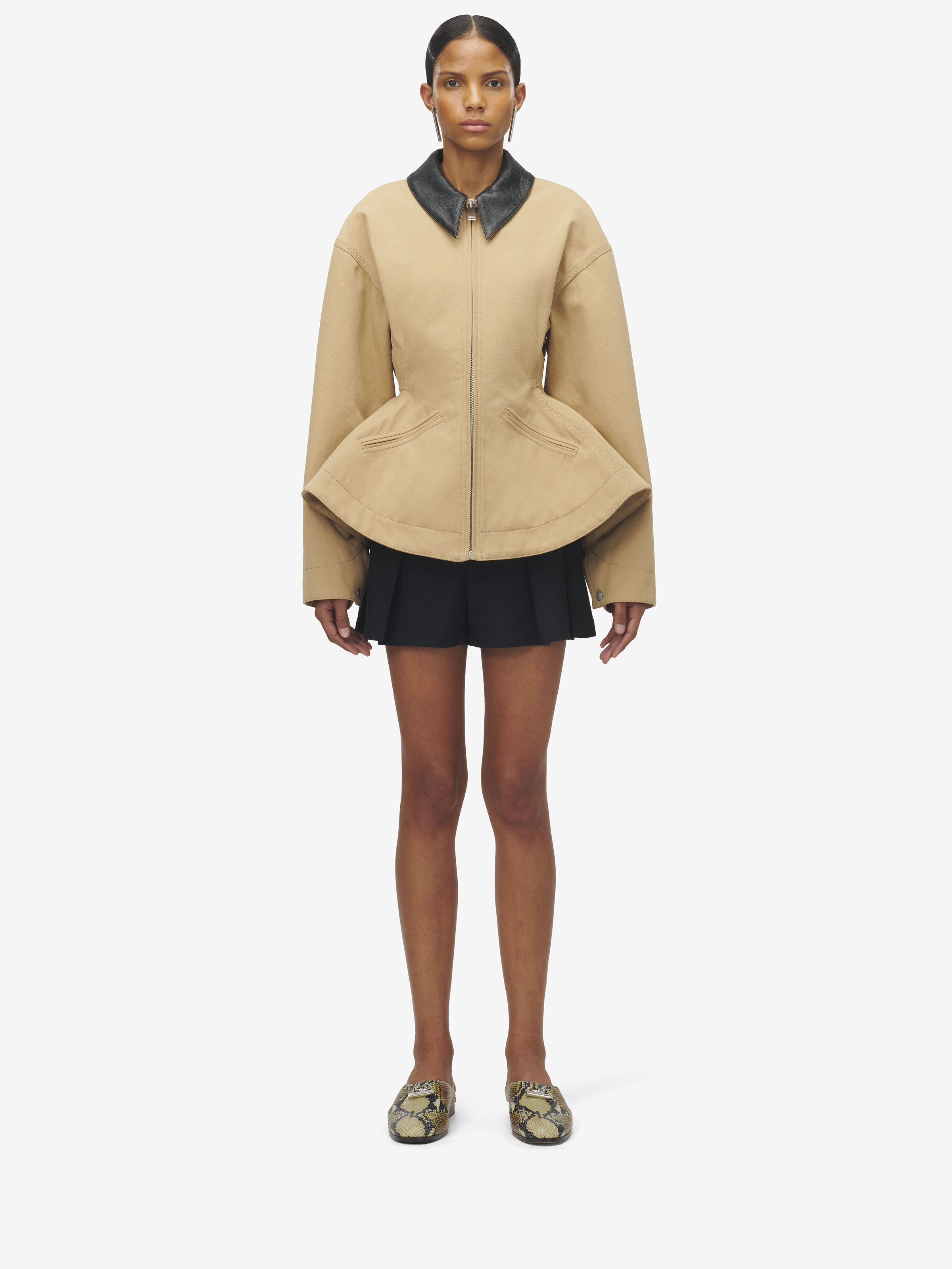 Stonewashed Canvas Peplum Jacket - 3