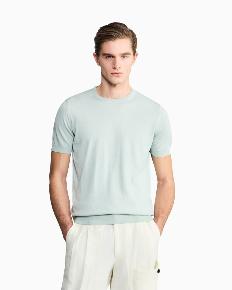 GIORGIO ARMANI SHORT-SLEEVED, CREW-NECK JUMPER IN SILK AND COTTON outlook