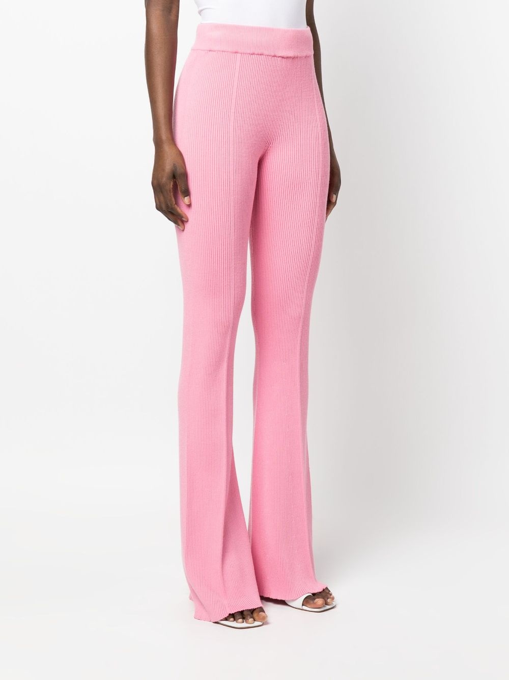 ribbed-knit flared trousers - 3