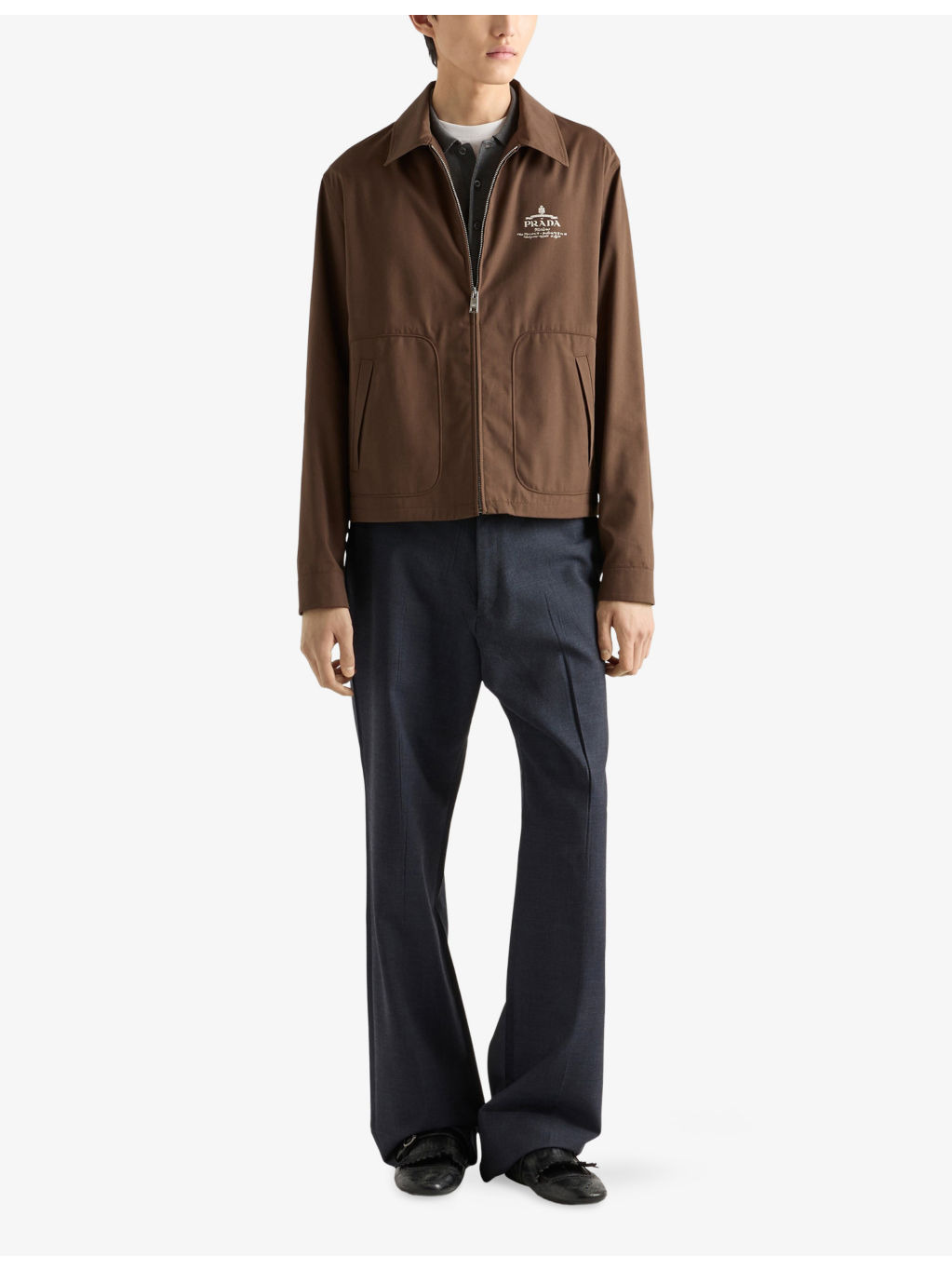 Branded-print side-pocket woven jacket - 2