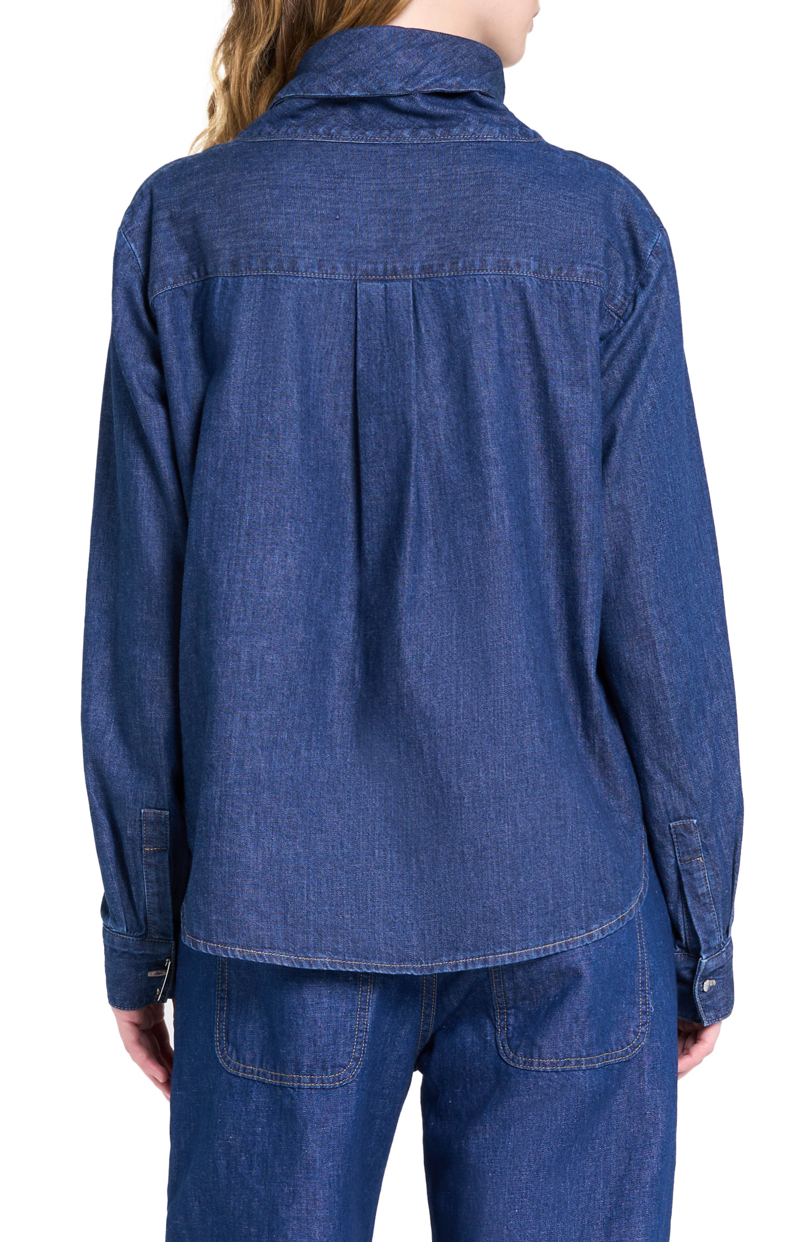TWP My Maria Foldover Collar Denim Top in Dark Stone at Nordstrom - 2
