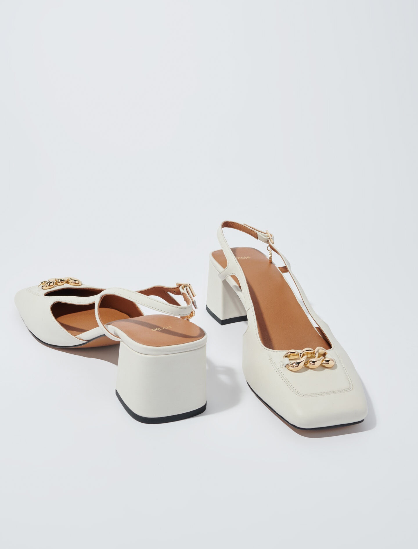 Square-toe leather pumps - 5