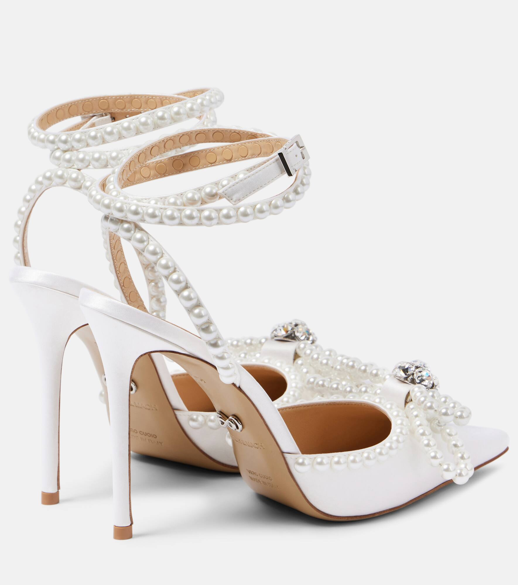 Double Bow embellished satin pumps - 2