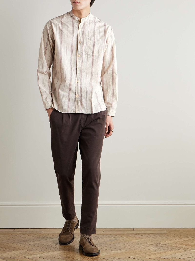 Oliver Spencer Grandad-Collar Striped Cotton Shirt outlook
