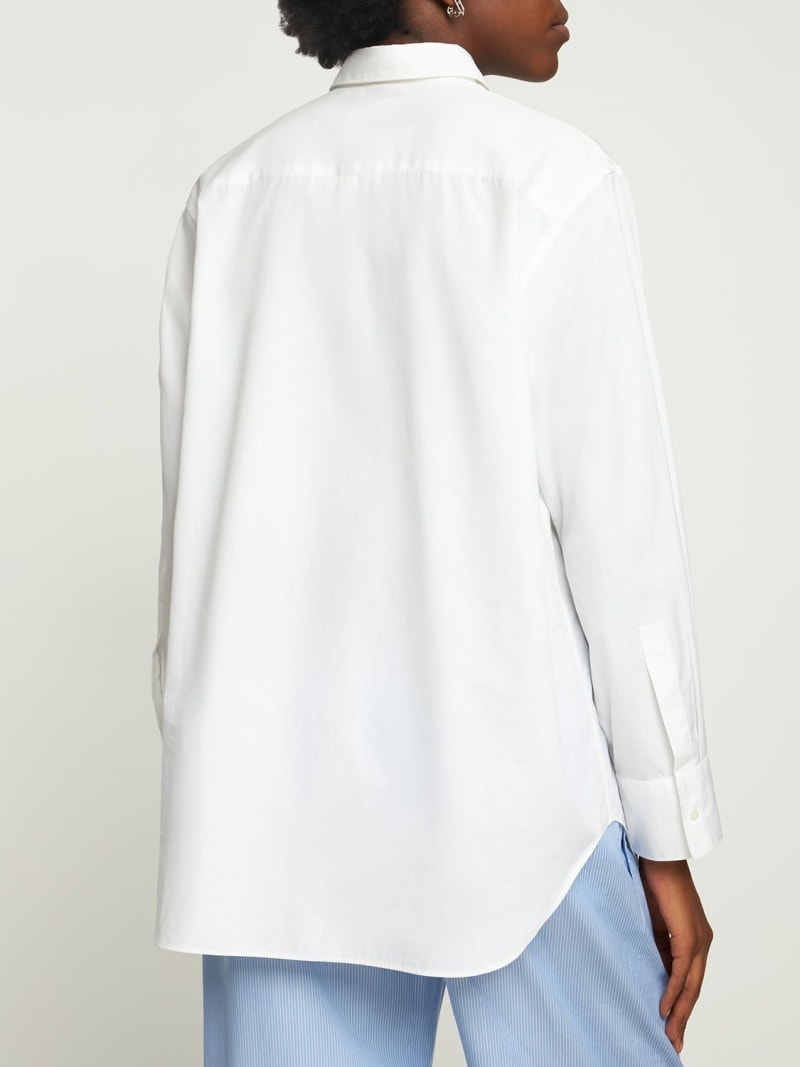 Cotton poplin oversized plastron shirt - 3