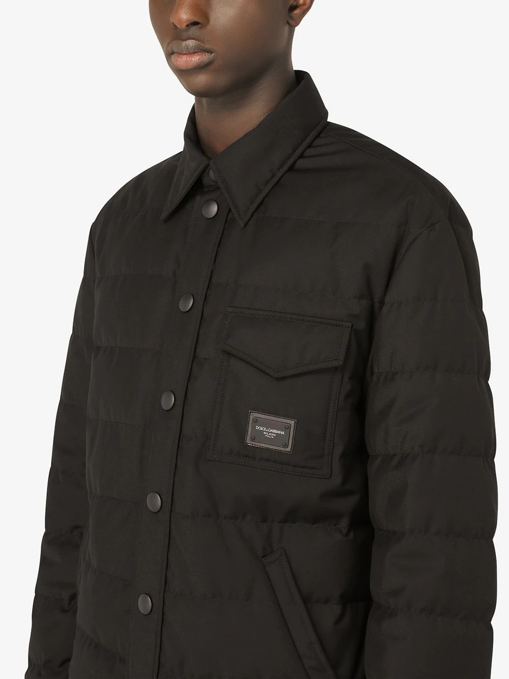 logo-patch quilted padded jacket - 5