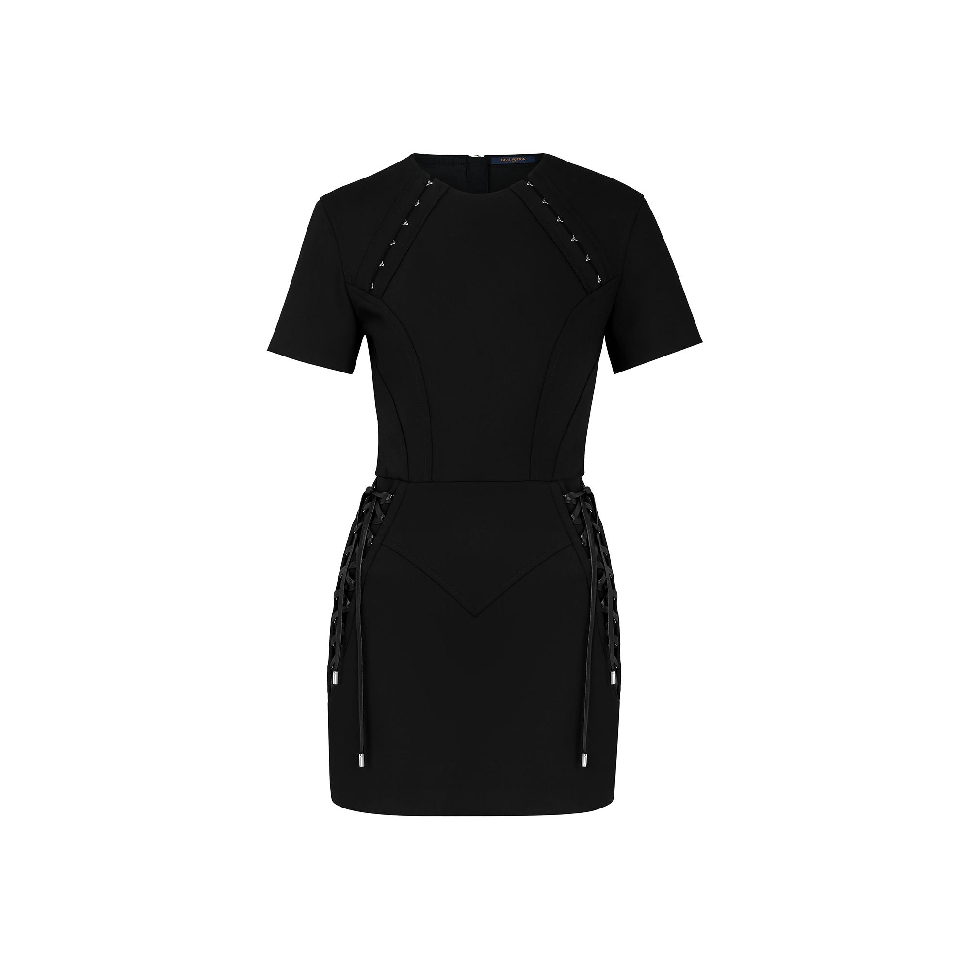 Short-Sleeved Dress With Lacing Detail - 1