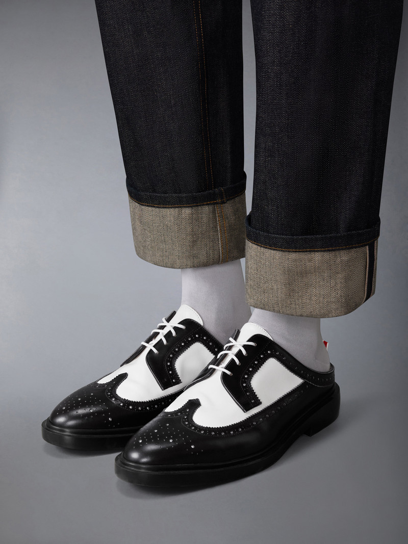 BOX CALF RUBBER SOLE LONGWING BROGUE MULE 4
