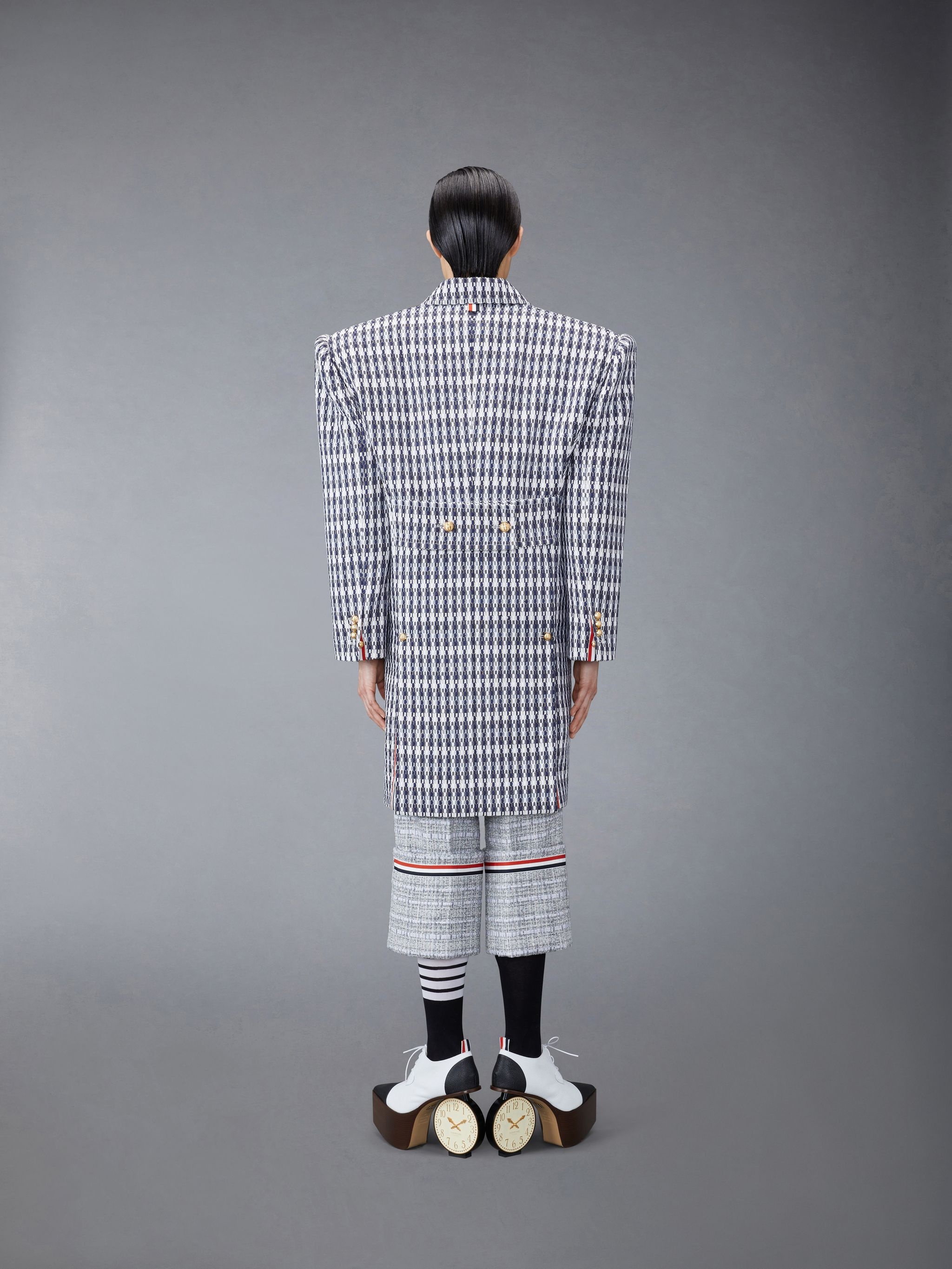 GROSGRAIN TWEED OVERSIZED BAL COLLAR OVERCOAT - 2