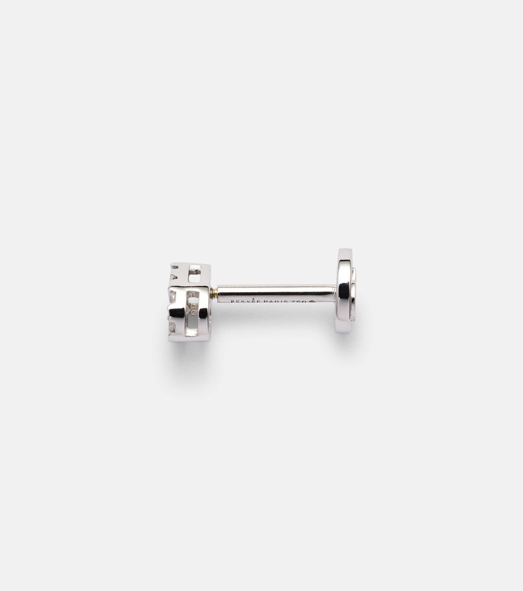 Piercing 18kt white gold single earring with diamonds - 4