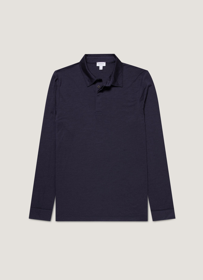 Long Sleeve Ultra‑Fine Merino Polo Shirt 1