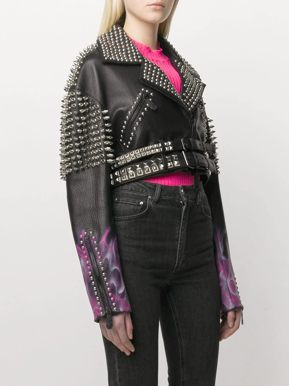 studded biker jacket - 3