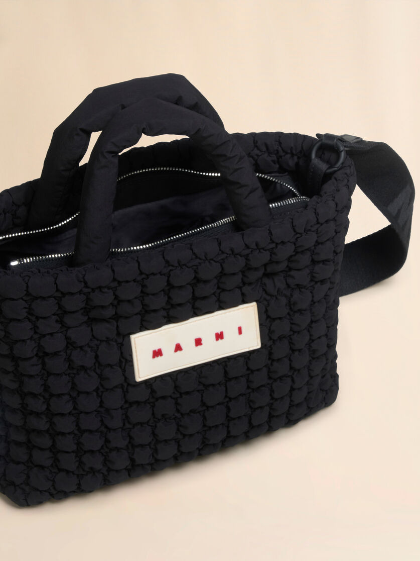 BLACK NYLON PUFF SMALL TOTE BAG - 4